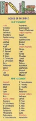 Books Of The Bible Bookmarks