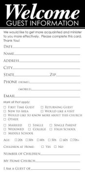 Welcome Guest Information Card