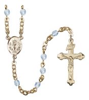 Silver Plated 4mm Fire Polished Scapular Rosary in Light Sapphire