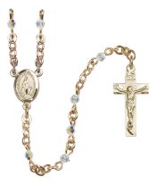 Gold Plated 3mm Austrian Crystal Miraculous Rosary with Aurora Borealis in Crystal