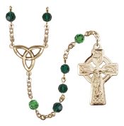Gold Plated 6mm Austrian Crystal Rosary in Emerald