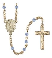 Gold Plated 4mm Austrian Crystal Miraculous Rosary in Light Sapphire
