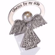Rhodium Bedside Angel With Crystal Feather Accent
