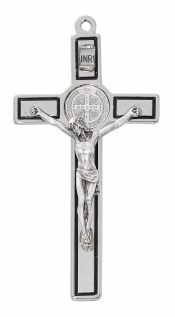 4.75" ALL SILVER ST. BENEDICT CROSS BOXED
