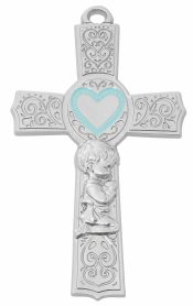 6in. Pewter Baby Boy Cross Boxed