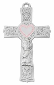 6in. Pewter Baby Girl Cross Boxed