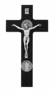 9" Black Wood St Benedict Crucifix boxed