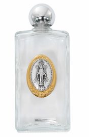 LARGE MIRAC TWO-TONE GLASS HOLY WATER BOTTLE