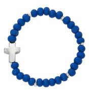 BABY BLUE WOOD STRETCH BRACELET AND HANG BAG
