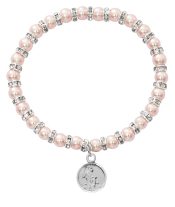 Pink Baby Stretch Bracelet and Sterling Angel Boxed