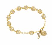 7.5" DOUBLE CAPPED GOLD CRYSTAL BRACELET DELUXE BOXED
