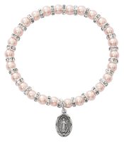 Pink Baby Stretch Bracelet and Sterling Medal Boxed