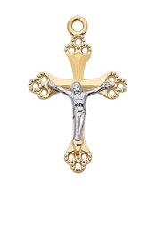 Gold over Sterling Two Tone Crucifix Pendant