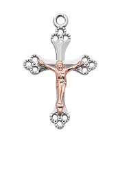 Tu-tone Silver cross with Rose gold Corupus