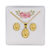 GOLD TONE CRY MIRACULOUS EARRINGS & PENDANT SET BOXED