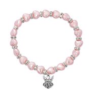 5.5" PINK PEARL HEART BABY BRACELET AND HANG BAG