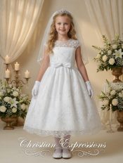 Sleeveless First Communion Dress With Satin Bow
