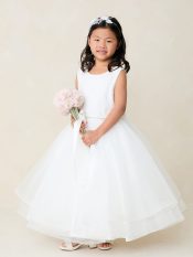 First Communion Dress Glitter Bodice with Horsehair Trim Skirt