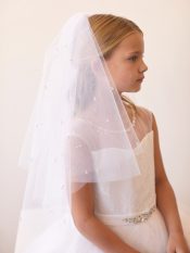 First Communion Veil with Scattered Pearls