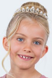 Gold Pearl and Crystal First Communion Tiara