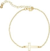 Cutout Cross 7 Inch Adjustable Gold Plated (Bracelet/Wristband)