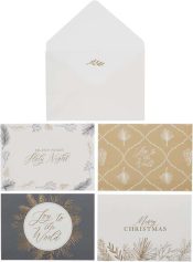 Merry Christmas Golden Pine Branch Boxed Card Set Peace On Earth Shimmer Co