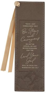 Strong And Courageous Faux Leather Bookmark Joshua 1:9