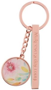 Keyring In Tin Pink Daises Make Every Day Count