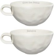 Simply Stated Hand Thrown Mug Set Believe Give Me Jesus