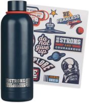Strong And Courageous Blue Stainless Steel Water Bottle Joshua 1:9