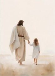 Jesus Walking With Child Canvas