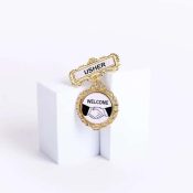 Usher Welcome Pin Back Round Badge