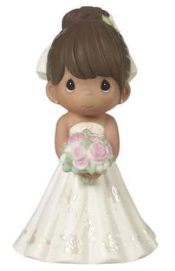 Bride Wedding Cake Topper Brown Hair Medium Skin Tone