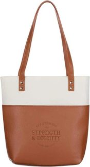 Strength And Dignity Two Tone Toffee And Cream Felt Fashion Bible Tote Bag