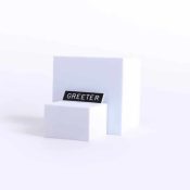 Greeter Engraved Plastic Pin Back Badge