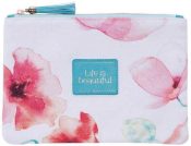 Life Is Beautiful Canvas Zippered Pouch