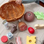 Holy Saturday Easter Basket Wooden Play Food Set