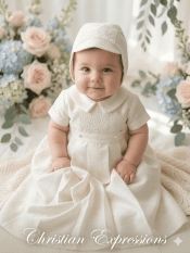 Shantung Christening Romper with Detachable Gown