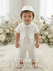 Boys Poly Bengaline Christening Romper with Sewn-On Vest & Bow