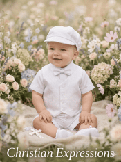 Boys Christening Outfit – Jacquard Vest & Shantung Short Set