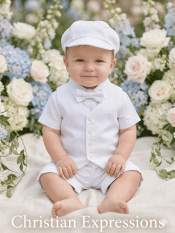 Boys Christening Outfit – Rayon Linen Vest & Short Set