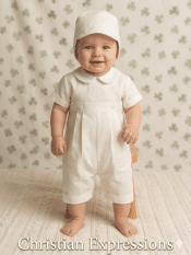 Boys Irish Christening Romper – Embroidered Shamrock