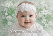 Girls Christening Headband with Embroidered Irish Shamrock & Lace Band