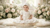 Girls Taffeta Christening Dress with Pinched Bubble Hem
