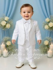 Baby Boy White Christening Tuxedo Suit