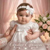 Baby Girls White Shamrock Applique Christening Headband