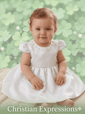 Girls Irish Christening Dress Satin Shamrock Appliques with Rhinestone Waist