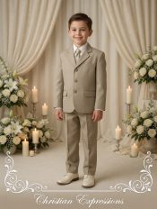 Boys 5 Pc Khaki First Communion Suit