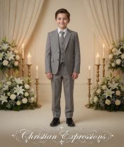 Boys Light Gray First Communion Suit