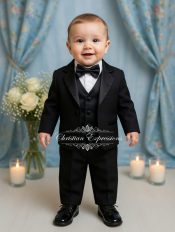 Baby Boy Black Christening Tuxedo Suit